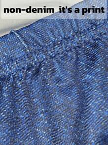 SHEIN SXY 牛仔效果修身性感提臀喇叭裤，后腰收褶设计