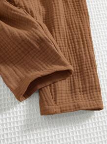 SHEIN Baby Boy Cute Vacation Casual Versatile Brown Jumpsuit Suitable For Beach, Outings Brown Baby Clothes Brown Baby Boy Jumpsuit - Brown - View 6