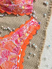 Swim Mod Conjunto de bikini de 2 piezas con estampado de flor de cerezo, top sin tirantes y Bottom, traje de baño de moda para mujer para vacaciones en la playa, nuevo lanzamiento 2025