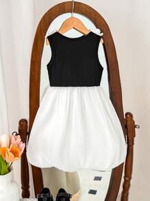 Young Girls Floral Patchwork Design Flared Dress, & Elegant Work Or Casual Outfit  
School Clothes Girls Dresses - Multicolor - View 2