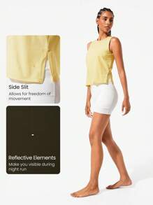 GLOWMODE Pima Cotton Reflective Slit Tank Top Gym - French Vanilla - View 3