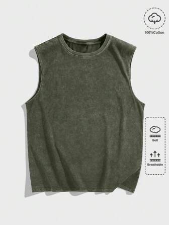 Street Life Chaleco de hombre casual de cuello redondo, suelto y de verano con patrón bordado de copos de nieve