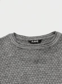 EURMUSE Men Textured Casual Crew Neck AW Regular Sweater - Dark Grey - View 5