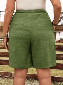 EMERY ROSE Plus Size Women Drawstring Waist Pockets Loose Boho Bermuda Shorts,Western Wear Women