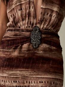 MISSGUIDED Plunge Neck Halter Mini Dress Asymmetric Ruffle Hem Backless Resort Evening Summer Party Chiffon Tie Dye Sleeveless