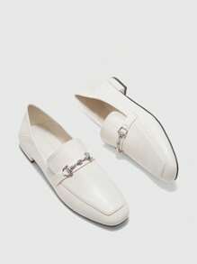 CUCCOO BIZCHIC Square Toe Comfortable Casual Everyday All-Match White Flats For Women - White - View 6