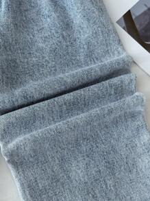 Genkimix Kids 年轻女孩休闲百搭日常百搭纽扣前部细节松紧腰毛边阔腿牛仔裤 - 淺色水洗藍 - 查看 5