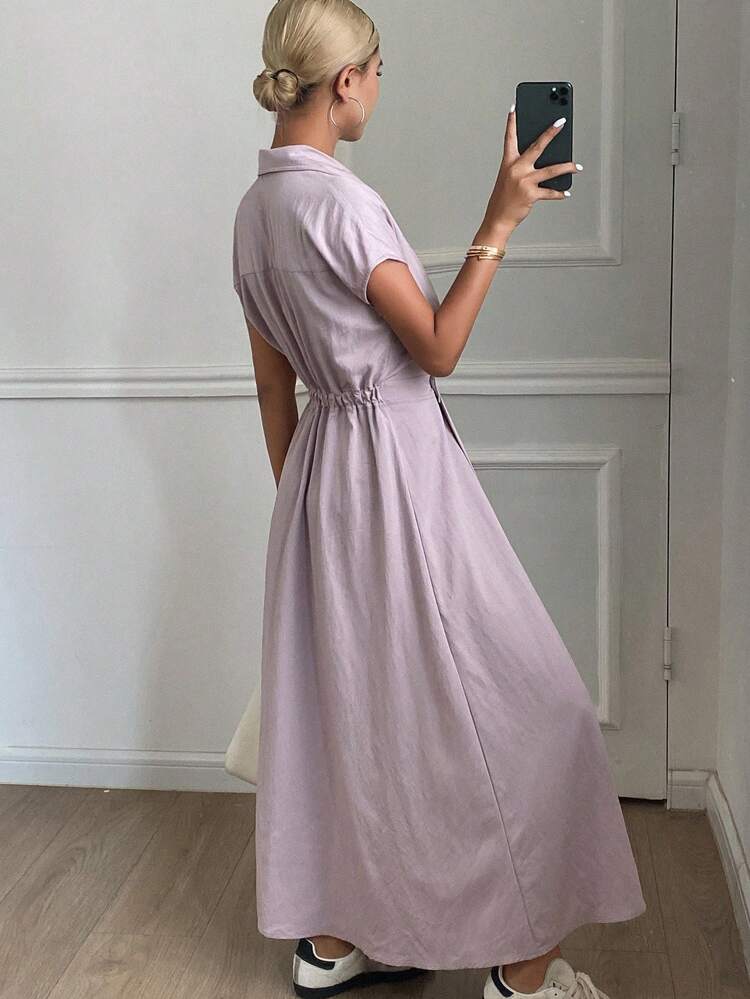 Solid Color Asymmetrical Midi Dress For Women,Casual Women Dresses