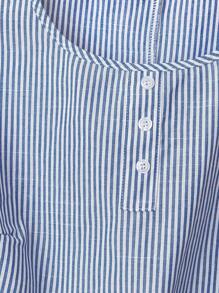 EMERY ROSE 大码女式蓝白条纹休闲圆领无袖背心，夏季度假 - 藍白色 - 查看 5