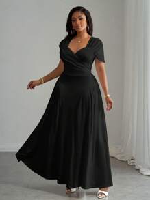 Veslaya Vestido blanco largo y elegante con ajuste para tallas grandes, apto para primavera/verano - Negro - Ver 6