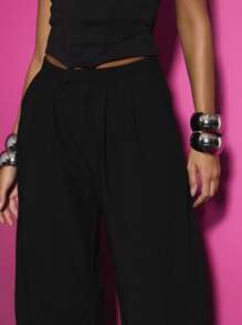 KIZN 定制阔腿裤办公室服装经典商务专业正式晚装裤 - 黑色 - 查看 4