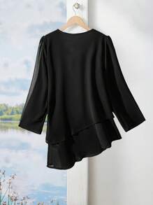 EMERY ROSE Women Long Sleeve Shirt, Autumn,Long Sleeve Tops - Black - View 2