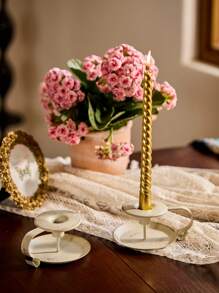 Cirelle 2pcs Teacup Candle Holders, Old Retro White Small Iron Candle Holders, Scented Candles, Home Living Room Decoration, Holiday Decoration, European Dining Table Atmosphere Decoration, Chinese New Year, Valentine's Day Decor, Christmas, Mother's Day Gift, Rama Table Decor, Family Dining, Wedding Decor, High-End Cafe Supplies, Gifts For Parents, Housewarming Gift, Summer Home Decor