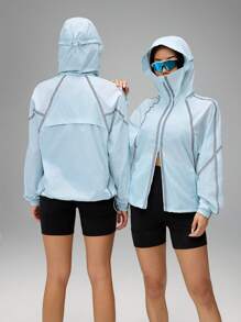 SHEIN Tall Women's Sun Protection Clothing Functional Sun Protection Clothing Water Repellent Autumn Winter Clothes For Women - Blue - View 8