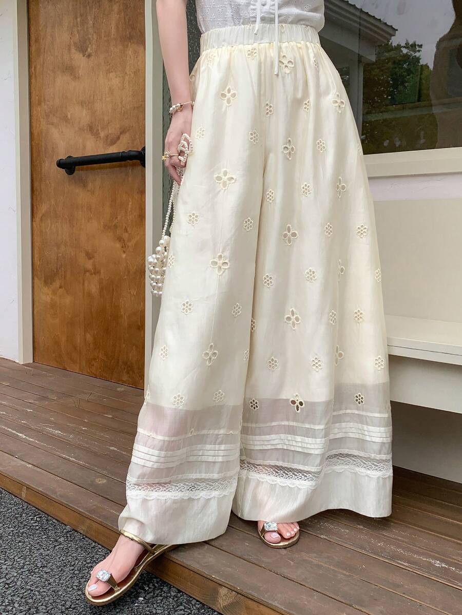 DAZY 女士蕾丝休闲夏季裤，返校季服装度假装 - 白色 - 查看 1