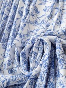 Franclia 女式花卉印花立领百褶腰休闲节日连衣裙