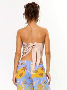 MUSERA Solar Printed Longline Strapless Bandeau Top Summer Vacation Holiday Festival Cute Casual Elegant Tuscan Sun