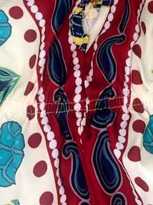 Flirla Váy Maxi Cổ V Sâu Dây Đeo Spaghetti Lãng Mạn Cho Kỳ Nghỉ Bãi Biển - trắng - Xem 4