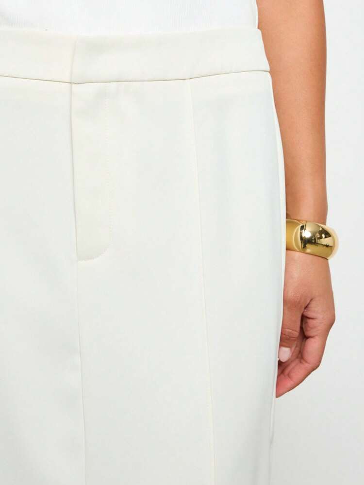 High Waisted Tailored Floor Length Skirt