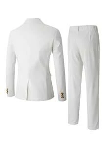 Manfinity Homme Conjunto de chaqueta y pantalones de traje de unicolor de manga larga para hombre