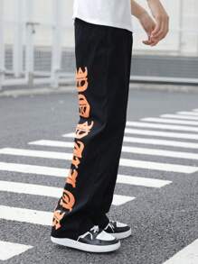 PantsHub Pantalon noir décontracté pour garçons adolescents, convenant aux sports, au streetwear, au punk, au rock, à l'école, à l'usage quotidien, aux soirées, aux festivals de musique, au printemps/été - Noir - Voir 4