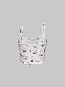 ROMWE Kawaii Süßer Schlafanzug für Frauen mit Schleifenprint von Hasen, lässig und bequem für den Sommer