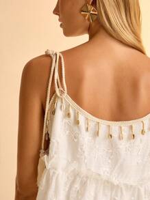 CAJUNI Débardeur de femme à motif coquillage mode brodé, convient pour l'été