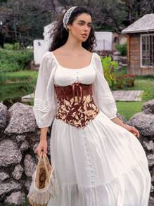 SHEIN 1 chiếc thắt lưng vải in và ren cho nữ - Nhiều màu - Xem 1