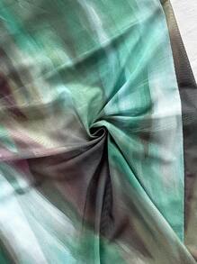 Soleia 全新针织日落印花扭纹细节金属装饰短款上衣和开衩下摆绿色半身裙 2 件套