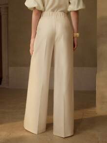 MOTF PREMIUM 花卉印花压褶西装裤 - 杏色 - 查看 3