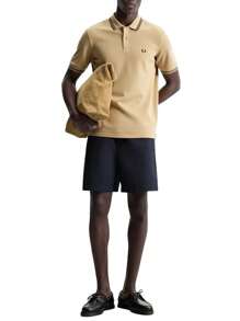 FRED PERRY POLO MC TWIN TIPPED - 暖石色/黑色/黑色 - 查看 3