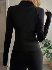 Livesso 女士修身 T 恤，秋季新款 Y2k 女士夹克，秋季女装 - 黑色 - 查看 2