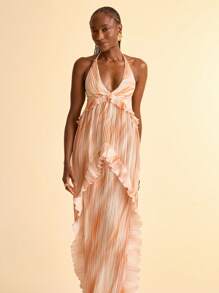 CAJUNI 女式荷叶边扎染百褶吊带连衣裙 - 彩色 - 查看 5