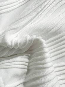 Swim Vcay 2 件套女士海滩夏季服装：纹理纯色贝壳系带无肩带比基尼套装