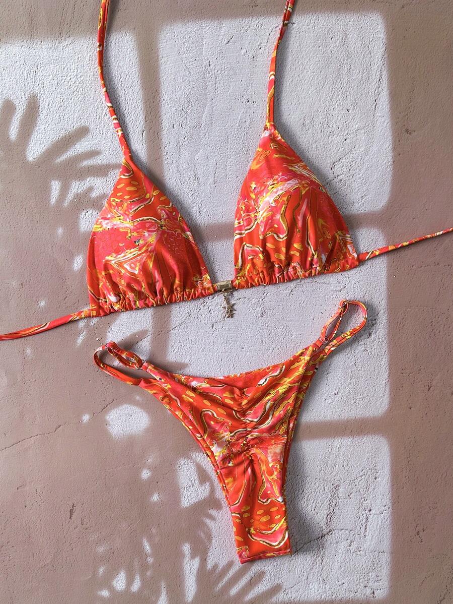 Swim Vcay Bộ đồ bơi bikini dây mảnh in họa tiết ngẫu nhiên mùa hè dành cho nữ Springbreak - Nhiều màu - Xem 1