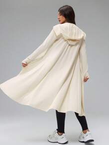 SHEIN Tall Women's Long Sun Protection Clothing Skin Clothing Cool Quick-Drying Antibacterial Outdoor Sun Protection Clothing UV Protection Outdoor Sunscreen Hooded Clothing - Apricot - View 2