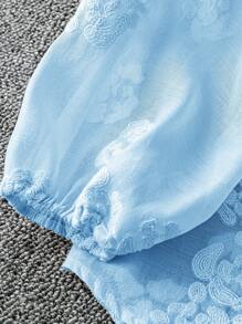 Bộ 2 món vải Jacquard hồng lãng mạn thường ngày ngày lễ cỡ lớn - Màu xanh lam - Xem 5