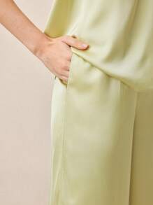 BizChic Conjunto elegante de negocios casuales de verano para mujer 2025, adecuado para invitados de boda, festival de música rural, brunch, aeropuerto, estilo vintage de los 90, estilo de Estocolmo, Americana, pantalones acampanados, Top y Bottom