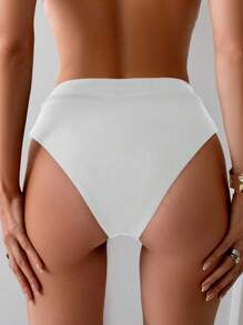 SHEIN Swim Solid Color Bikini Bottom For Summer Beach Vacation