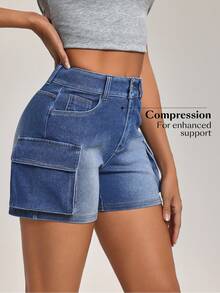 Flexra Women's Fashionable Denim Shorts, Suitable For Summer Denim Shorts High Waist - Blue - View 5