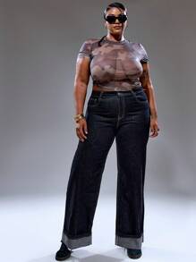 MUSERA Tricou lung cu mânecă scurtă, model camuflaj, stil de vară, stil stradal, vacanță, anii '90, Y2K, drăguț, casual, oraș, muză, mărime plus