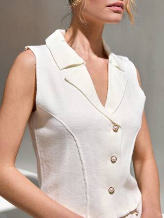 CLARA VERO Women CArdigan With Button Z Model Shape 2025 White Vest For Women Summer Pant Suits For Women