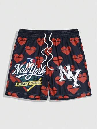 Prep Men's Casual Heart Print Shorts