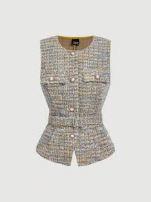 SHEIN MOD Women's Elegant Blazer Jacket (With Belt) In Fall/Winter - Multicolor - View 1