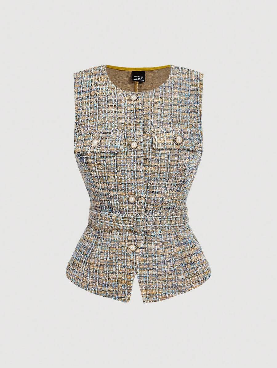 SHEIN MOD Women's Elegant Blazer Jacket (With Belt) In Fall/Winter - Multicolor - View 1