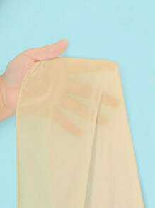 Swim Vcay 三件套纯色沙滩装，印花图案随机，夏日海滩度假 - 杏色 - 查看 5