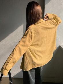 DAZY 女式纯色休闲长袖衬衫，秋装