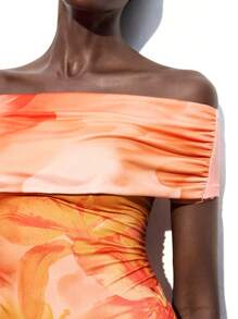 Maija 2025 年夏季新款热带雨林花卉印花露肩连体泳衣，时尚优雅，适合休闲、商务、派对、海滩、音乐节、婚礼、返校、Y2K、女士生日 - 彩色 - 查看 5