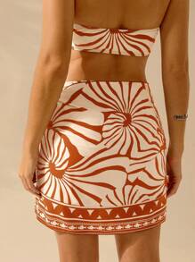 CAJUNI Pareo corto de estilo bohemio con estampado de conchas marinas para mujer, ideal para el verano, la playa y la natación en vacaciones, apto para Hawái