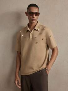 AKNOTIC Party Men's Slim Fit Casual Ribbed Collar Short Sleeve POLO Shirt, Suitable For Summer